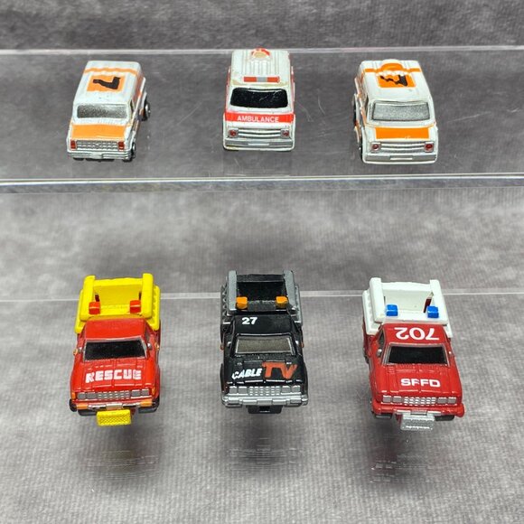 Vintage Micro Machines Mini Emergency Vehicles + Cable TV Truck Galoob - Picture 1 of 12